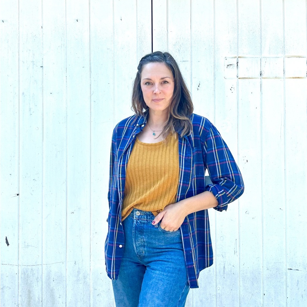 Vintage Blue Plaid Shirt